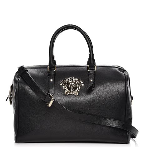 VERSACE Calfskin Palazzo Duffle Bag Black 